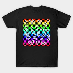 Neon Scribble Checkerboard T-Shirt